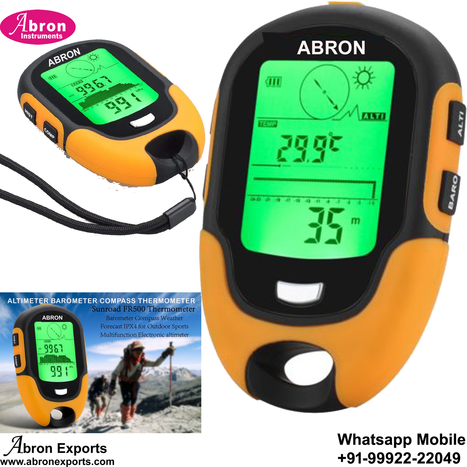 Barometer Altimeter Digital Compass Weather With Temperature Max Min Humidity Max Min Backlit Abron AM-102AD 